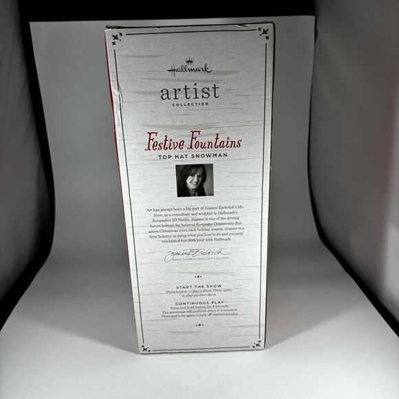 Hallmark Artist Collection Festive Fountains Top Hat Snowman READ No Water - Picture 5 of 5